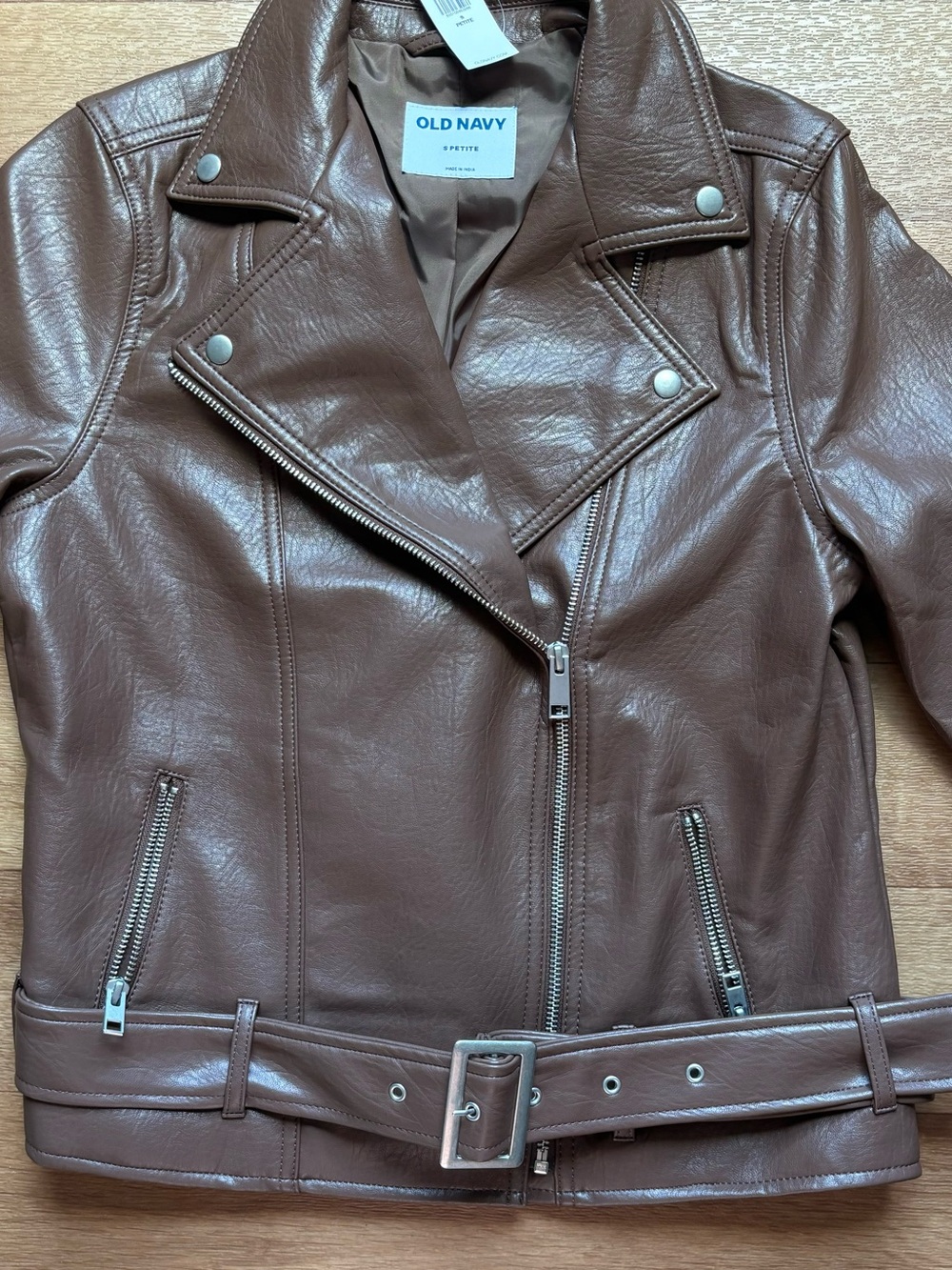 Old Navy Brown Faux Leather Moto Jacket - Picture 4 of 6